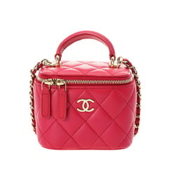 CHANEL Small Vanity with Handle Pink Champagne AP2198 Women's Lambskin Shoulder Bag