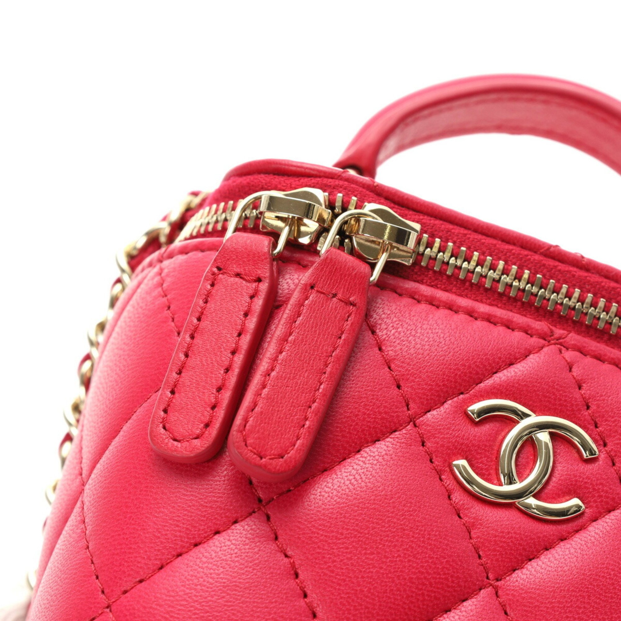 CHANEL Small Vanity with Handle Pink Champagne AP2198 Women's Lambskin Shoulder Bag