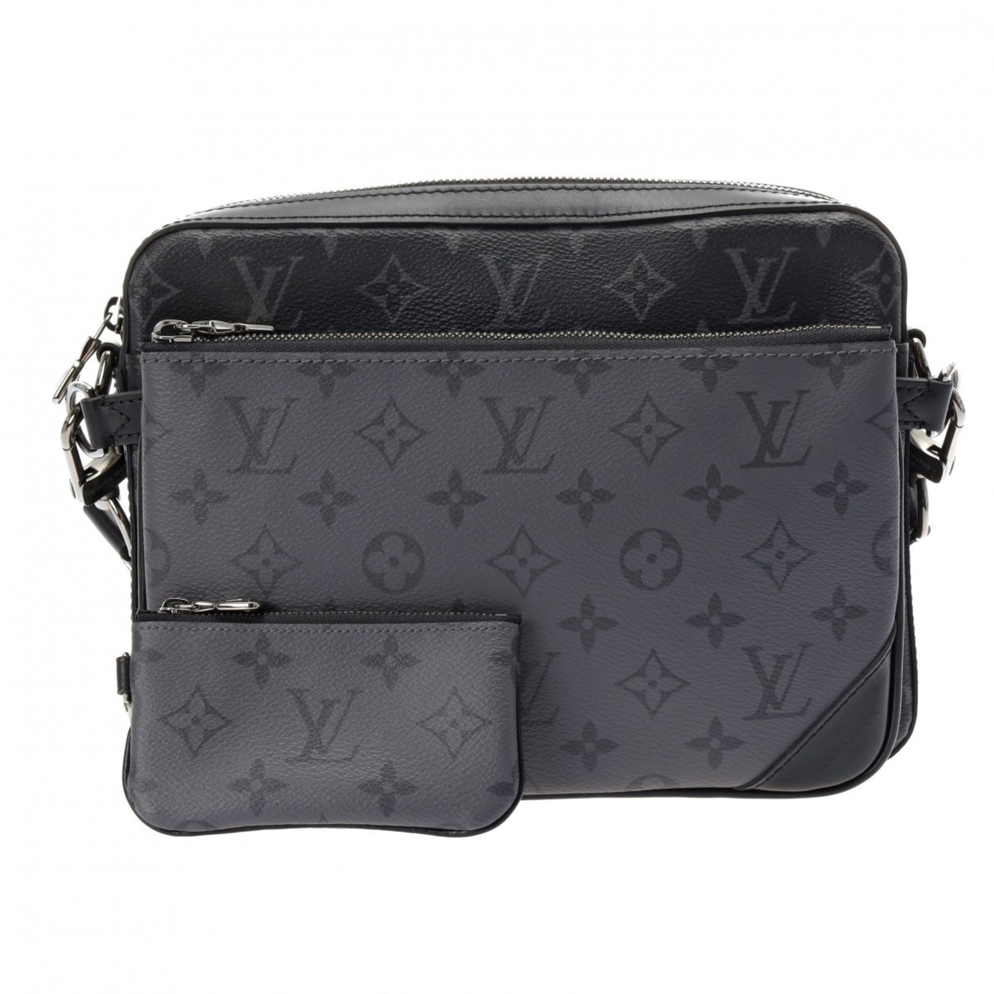 LOUIS VUITTON Monogram Eclipse Trio Black/Grey M69443 Men's Leather Shoulder Bag