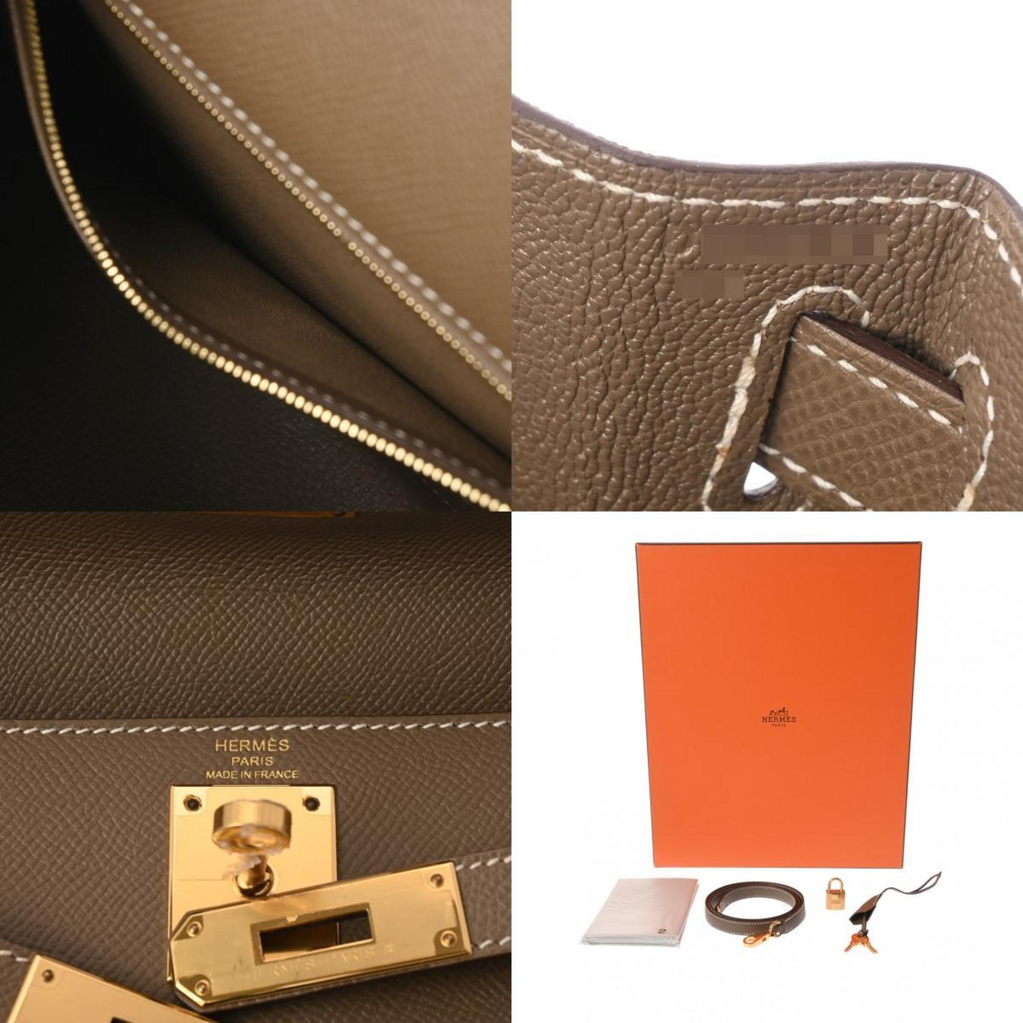 HERMES Kelly 28, Outer Stitching, Etoupe, D Stamp (around 2019), Women's Epsom Leather Handbag