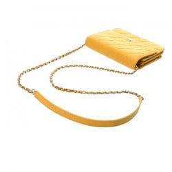 CHANEL Chanel Matelasse Chain Wallet Medium Size Yellow A84310 Women's Caviar Skin Shoulder Bag