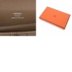 HERMES Bearn soufflet Etoupe □N stamp (around 2010) Women's Chevre long wallet