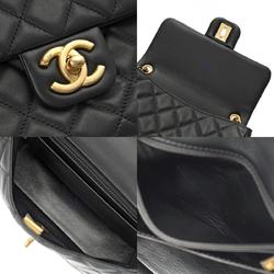 CHANEL Chanel Matelasse Chain Shoulder Black Unisex Lambskin Bag