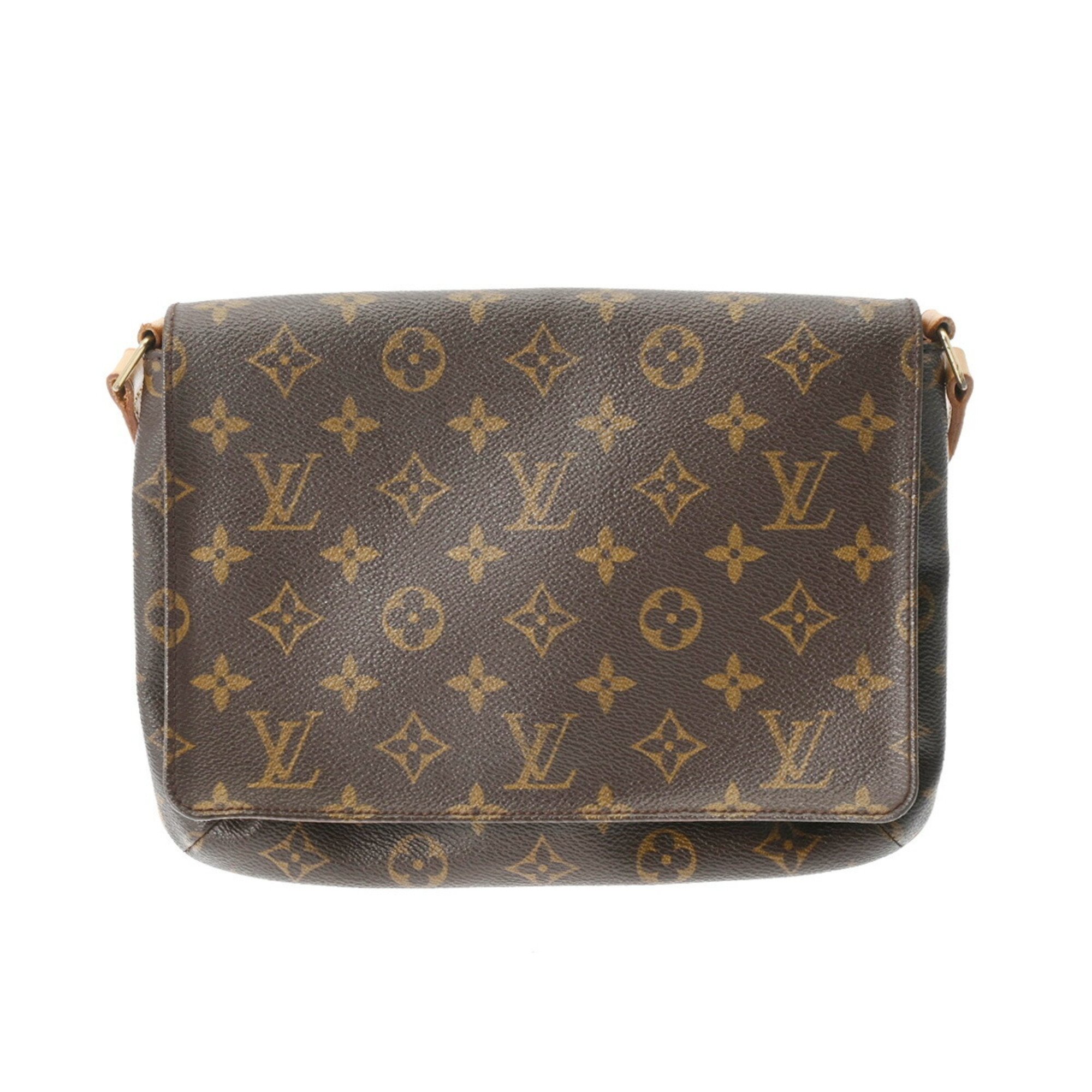 LOUIS VUITTON Louis Vuitton Monogram Musette Tango Short Brown M51388 Women's Canvas Shoulder Bag