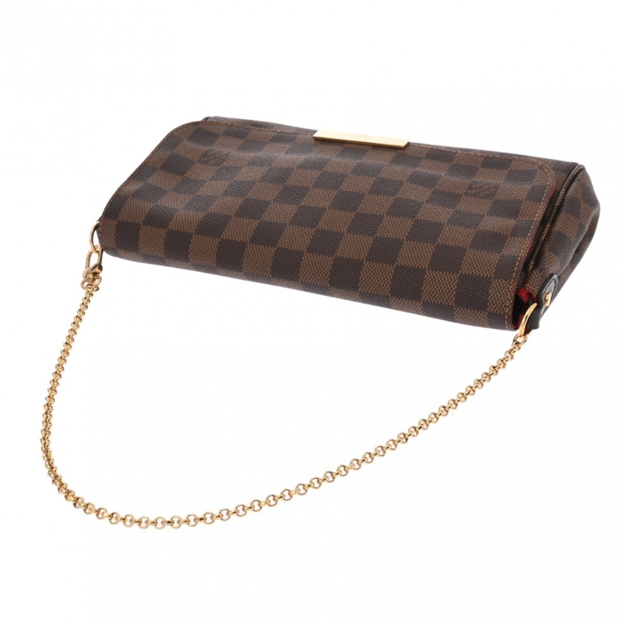 LOUIS VUITTON Damier Favorite MM Brown N41129 Women's Canvas Shoulder Bag