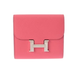 HERMES Constance Compact Rose Azalee A stamp (around 2017) Unisex Epsom leather bi-fold wallet