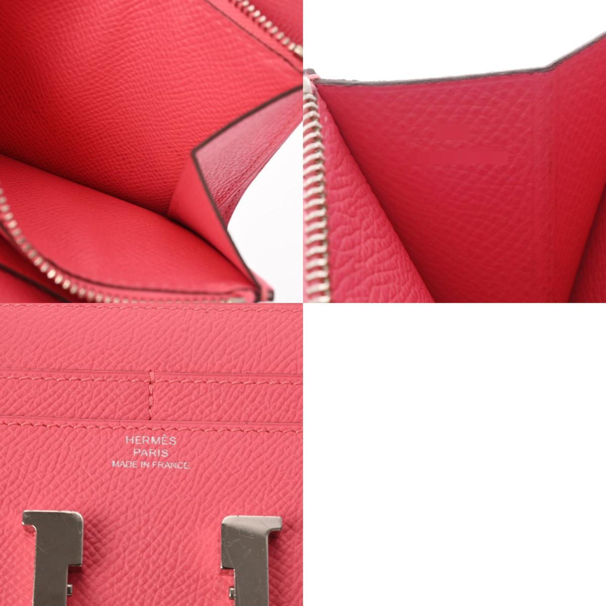 HERMES Constance Compact Rose Azalee A stamp (around 2017) Unisex Epsom leather bi-fold wallet