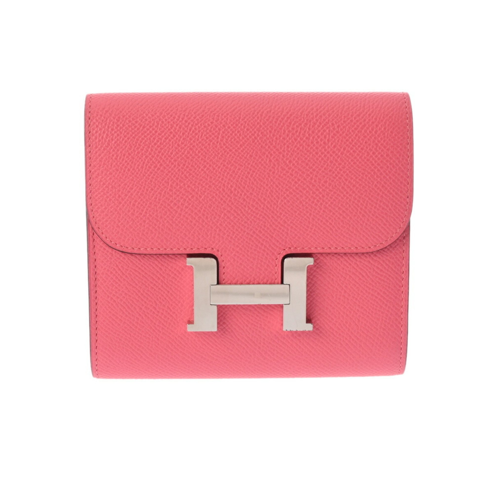 HERMES Constance Compact Rose Azalee A stamp (around 2017) Unisex Epsom leather bi-fold wallet