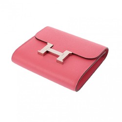 HERMES Constance Compact Rose Azalee A stamp (around 2017) Unisex Epsom leather bi-fold wallet