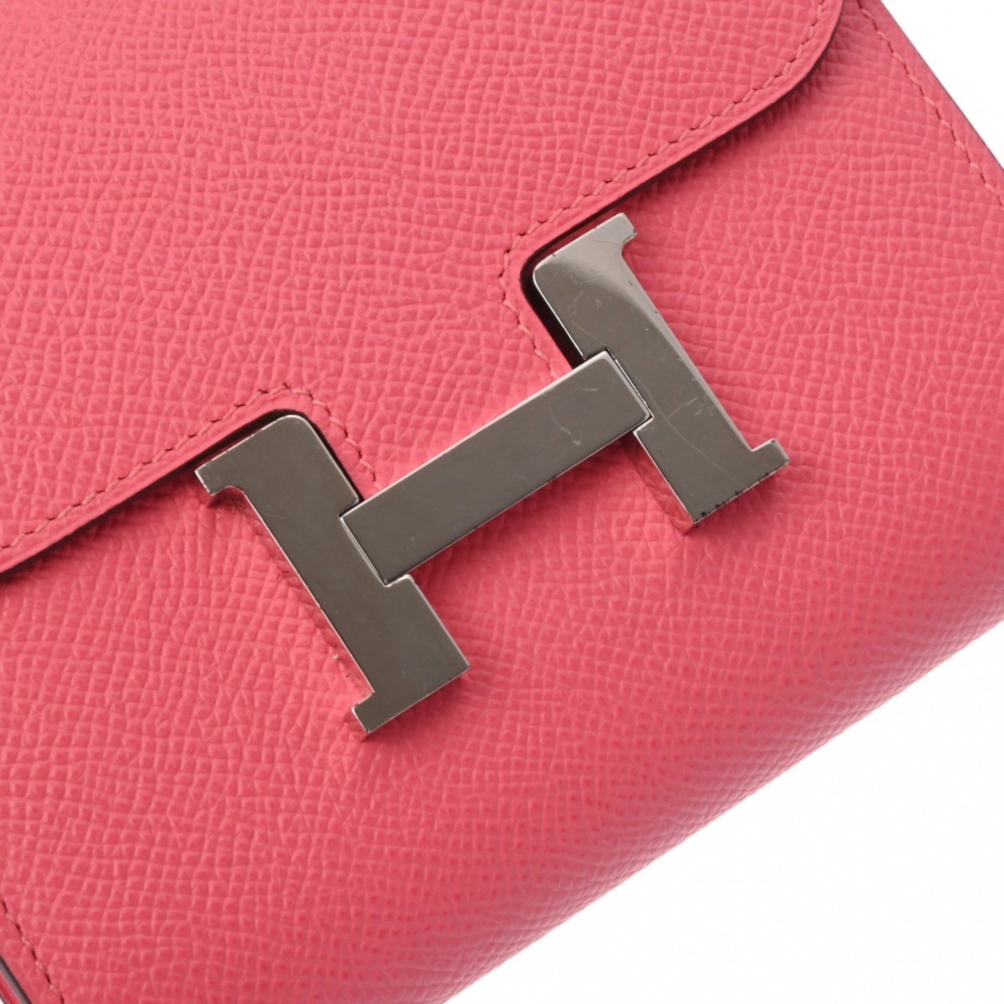 HERMES Constance Compact Rose Azalee A stamp (around 2017) Unisex Epsom leather bi-fold wallet