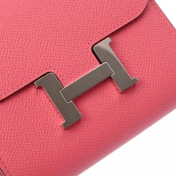 HERMES Constance Compact Rose Azalee A stamp (around 2017) Unisex Epsom leather bi-fold wallet