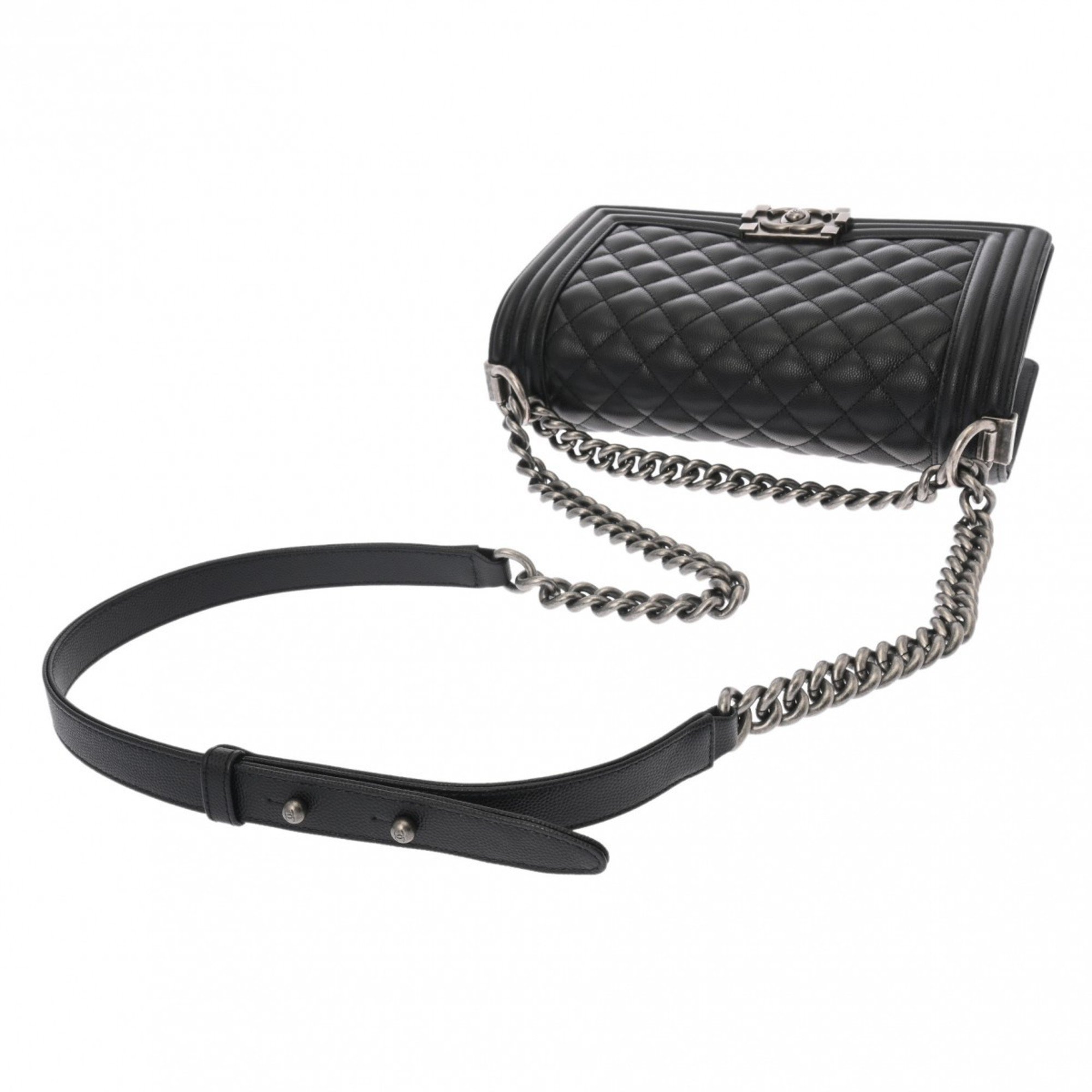 CHANEL Boy Chanel Chain Shoulder Bag 25cm Black A67086 Women's Caviar Skin