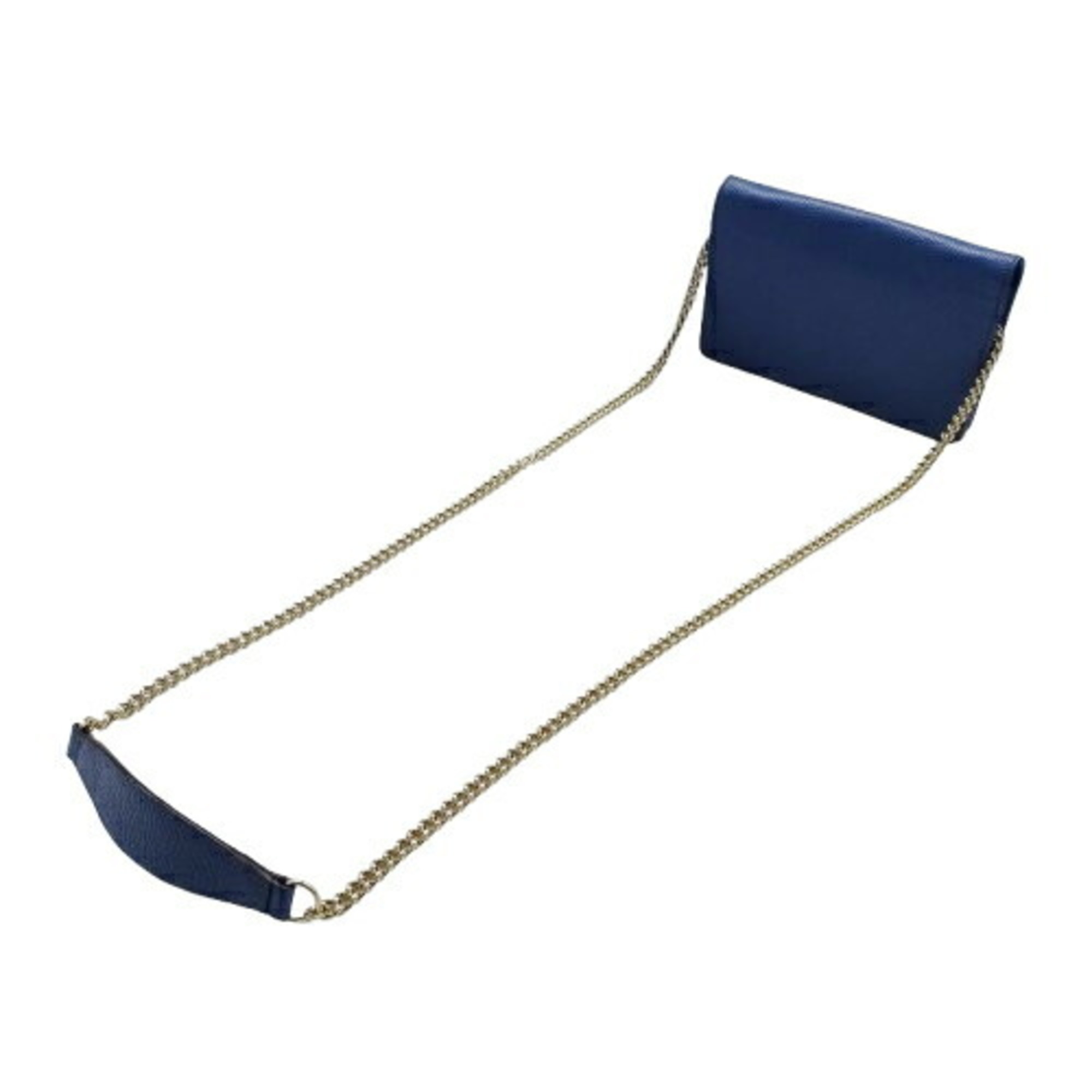 GUCCI Women's Wallet Chain Shoulder Soho Interlocking G Leather Blue 598211