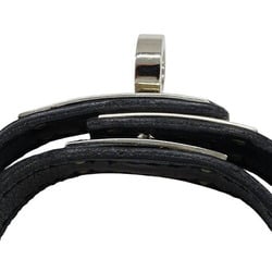 Hermes Kelly Double Tour Bracelet for Women, Leather, Black, H, 2 Row