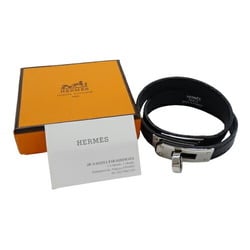 Hermes Kelly Double Tour Bracelet for Women, Leather, Black, H, 2 Row