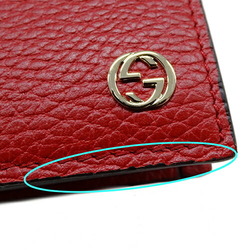 GUCCI Women's Chain Wallet Shoulder Interlocking G Leather Red 466506