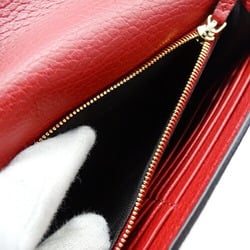 GUCCI Women's Chain Wallet Shoulder Interlocking G Leather Red 466506