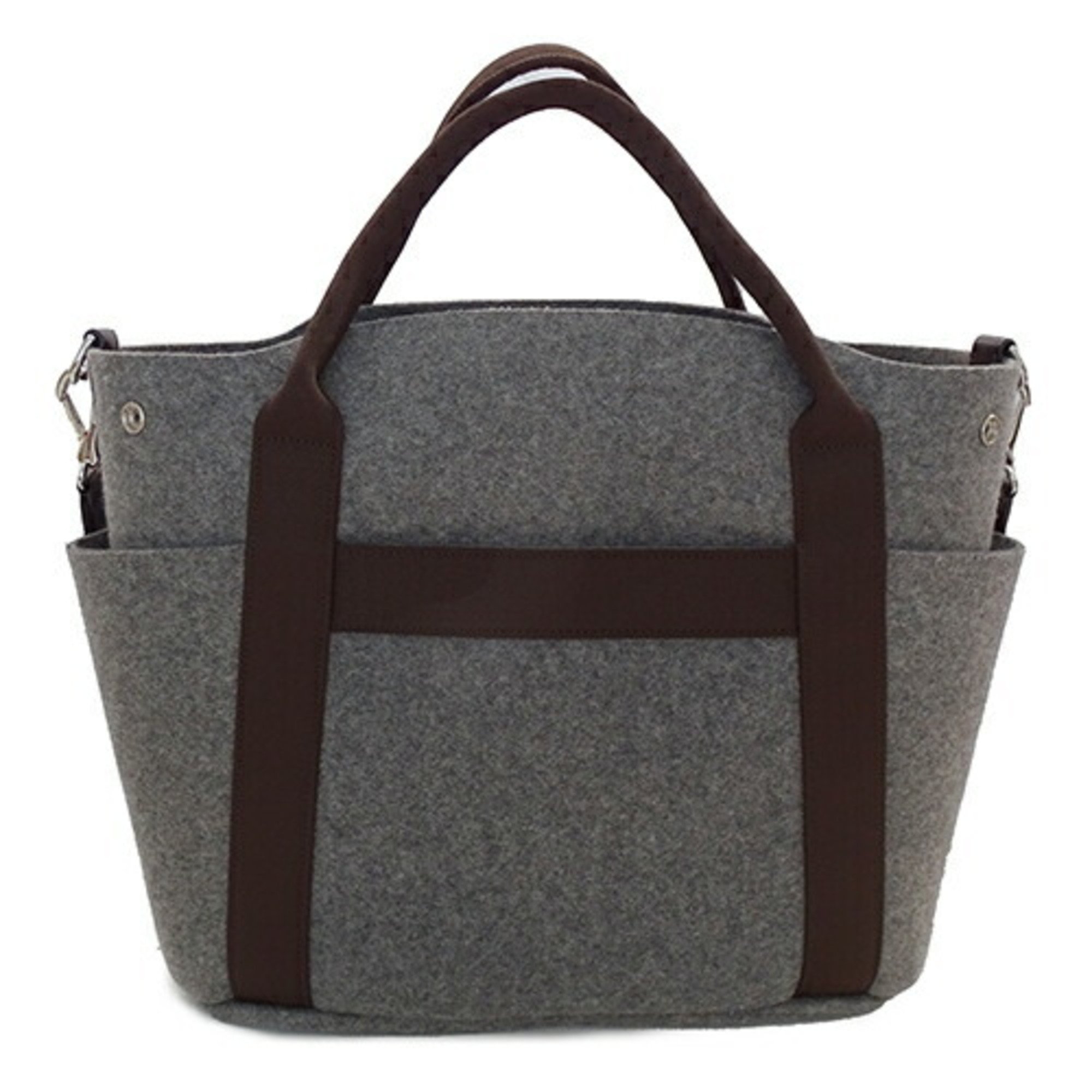 Hermes HERMES Bag Sac de Pansage Groom Women's Men's Handbag Shoulder 2way So Limited Felt Nylon Gray Brown Y Stamp