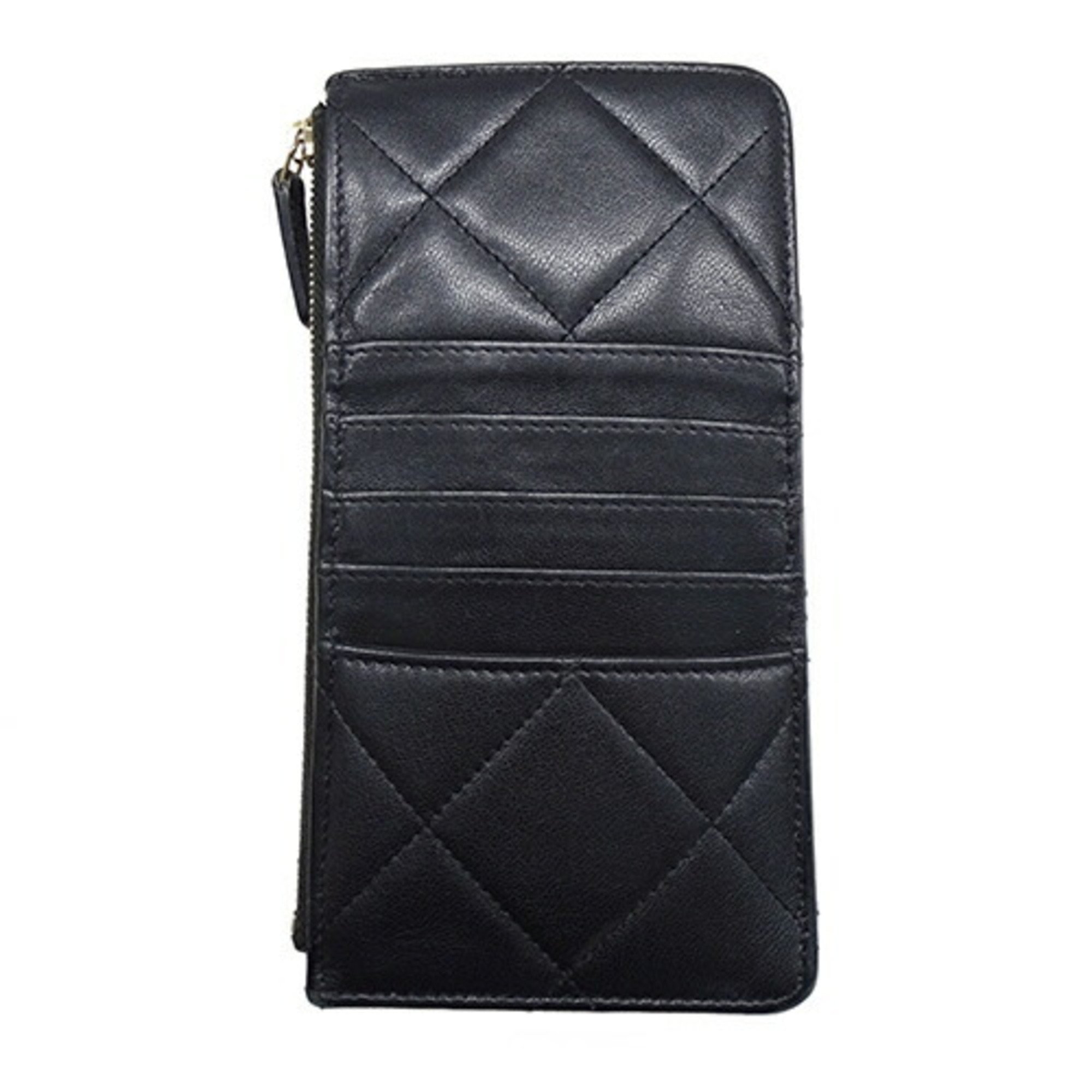 CHANEL Fragment Case CHANEL19 Women's Pouch Wallet Lambskin Black Coco Mark Chain