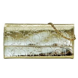 Christian Dior Dior Women's Wallet Long Chain Enamel Trotter Gold