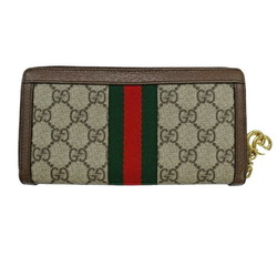 GUCCI Women's Ophidia Wallet GG Supreme Canvas Zip Around Brown 523154