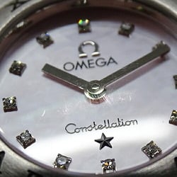 OMEGA Constellation My Choice 1566.66 Ladies Watch Pink Shell Diamond Quartz Stainless Steel SS Silver Polished