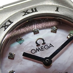 OMEGA Constellation My Choice 1566.66 Ladies Watch Pink Shell Diamond Quartz Stainless Steel SS Silver Polished