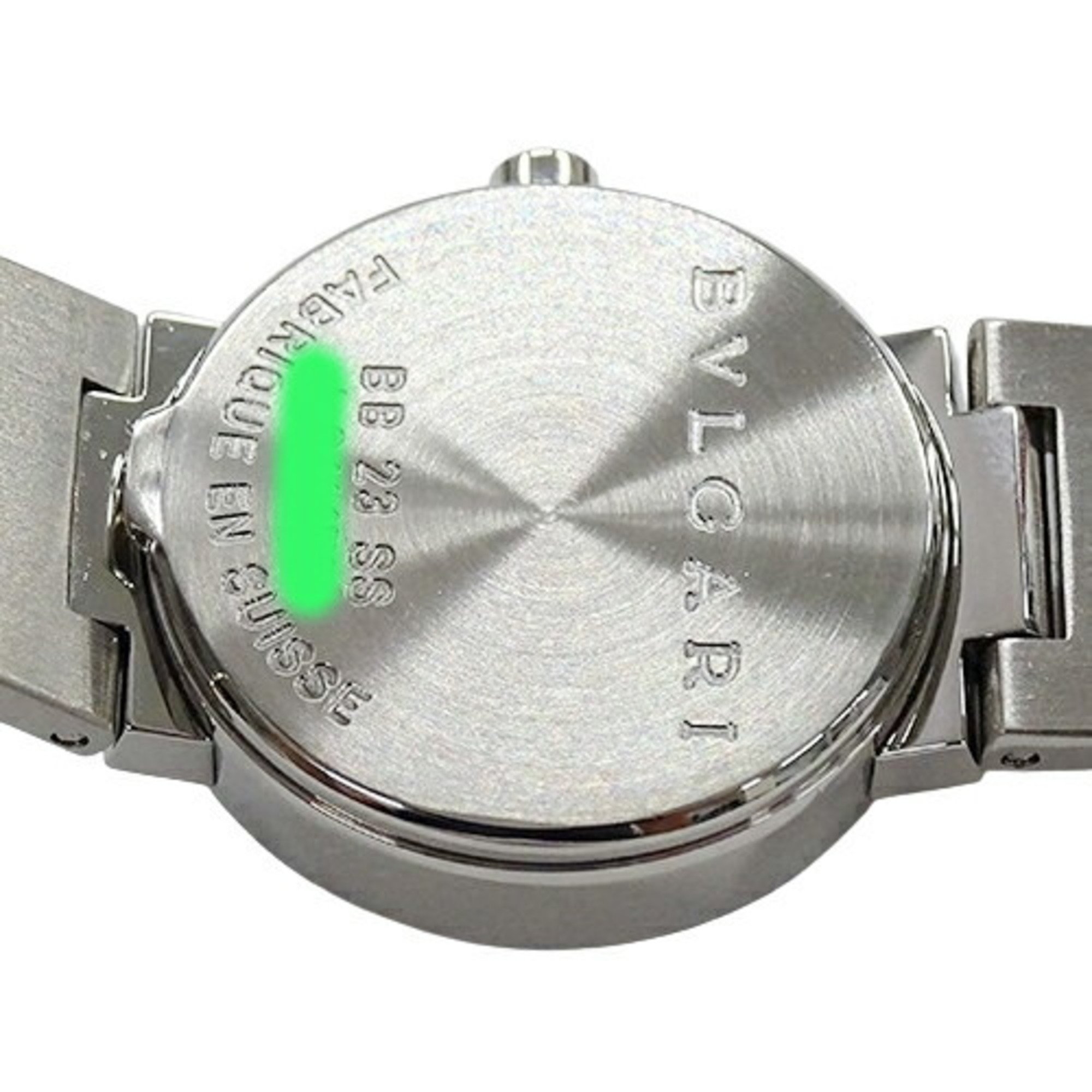 BVLGARI Women's Watch Date Quartz Stainless Steel SS BB23SS Silver Black Polished