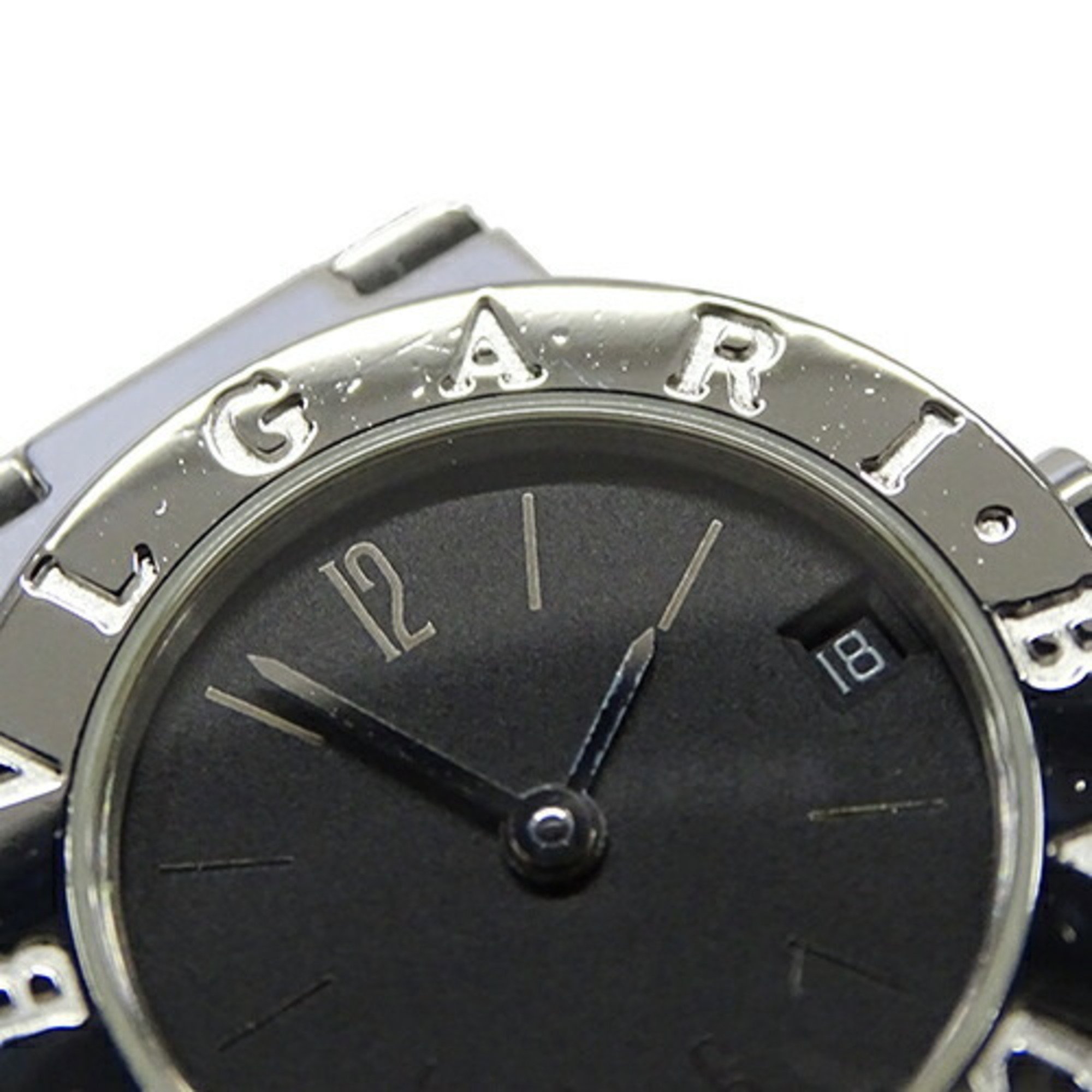 BVLGARI Women's Watch Date Quartz Stainless Steel SS BB23SS Silver Black Polished