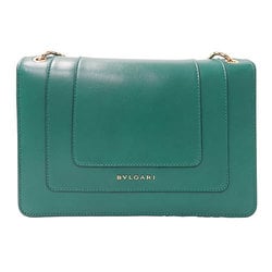 BVLGARI Women's Shoulder Bag Leather Serpenti Forever Chain Green Deep Snake