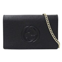 GUCCI Women's Wallet Shoulder Chain Soho Leather Black 598211