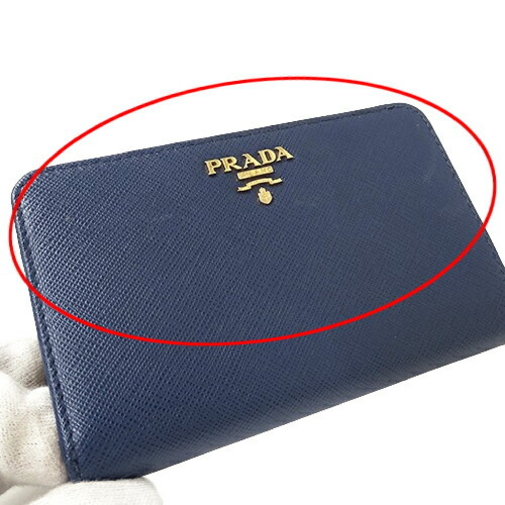 PRADA Wallet Women's Men's Bi-fold Saffiano Blue 1ML225