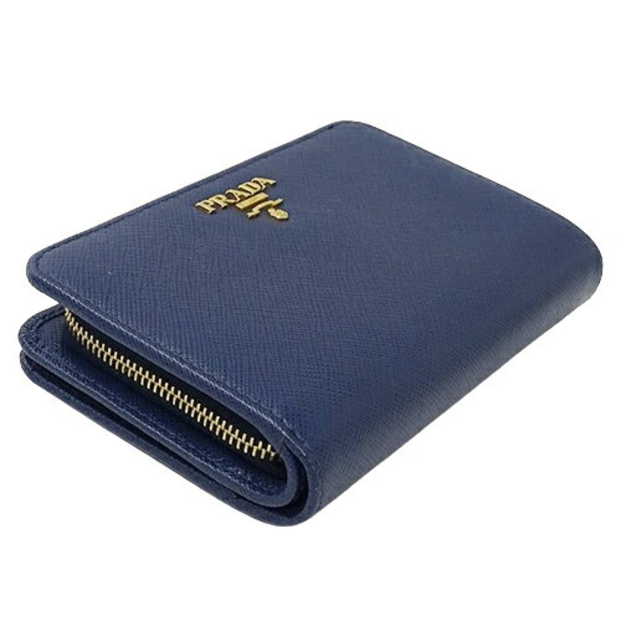 PRADA Wallet Women's Men's Bi-fold Saffiano Blue 1ML225