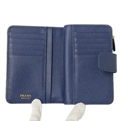 PRADA Wallet Women's Men's Bi-fold Saffiano Blue 1ML225