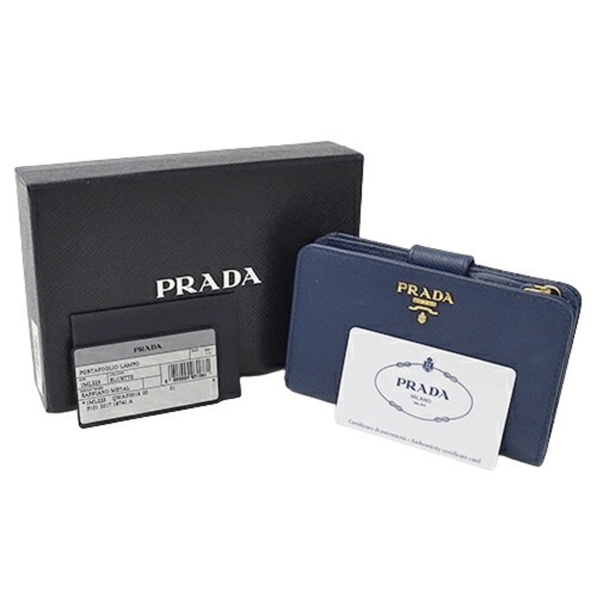 PRADA Wallet Women's Men's Bi-fold Saffiano Blue 1ML225