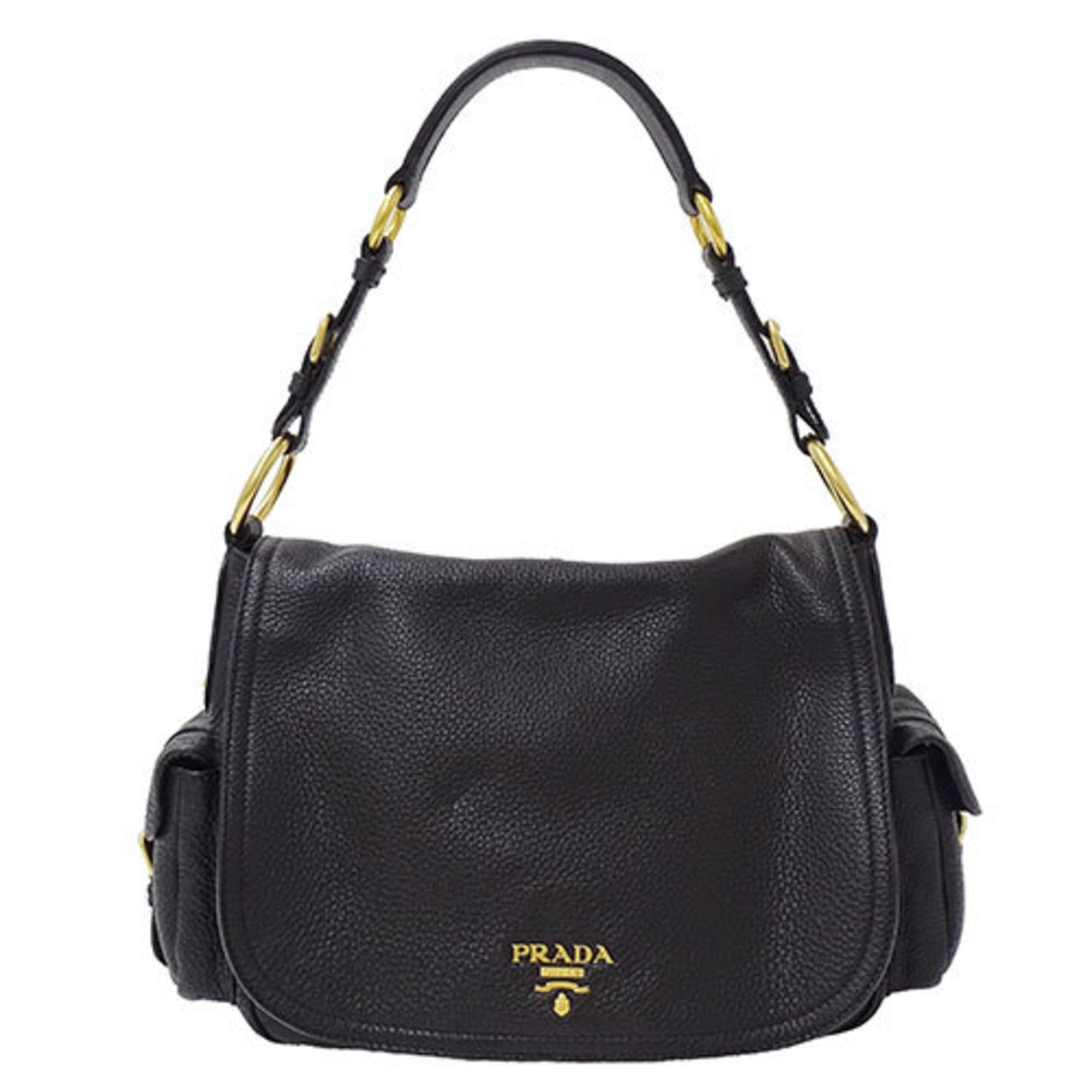 PRADA bag women's shoulder leather black BR3706