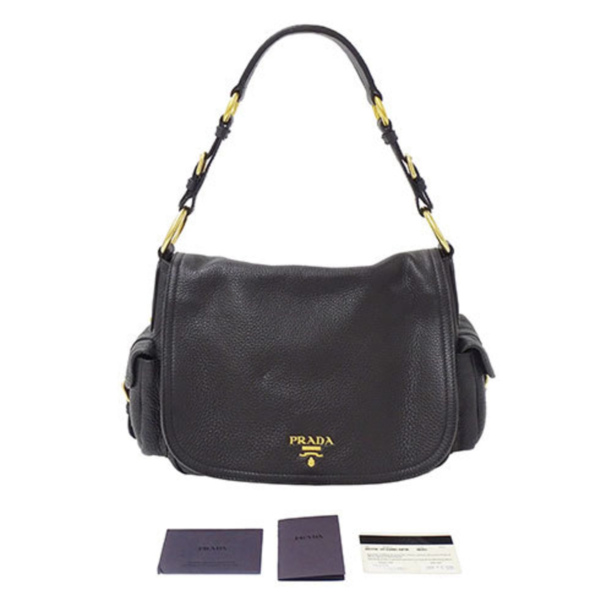 PRADA bag women's shoulder leather black BR3706