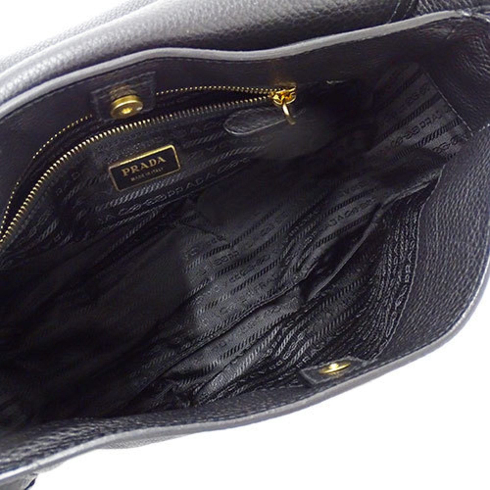 PRADA bag women's shoulder leather black BR3706