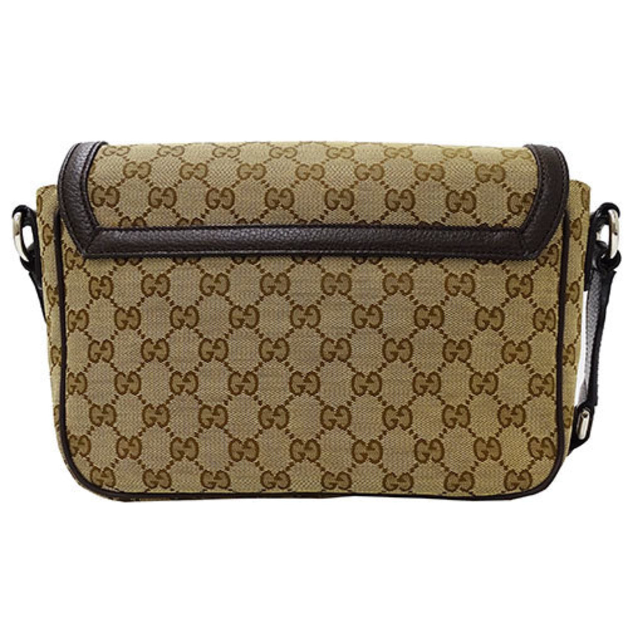 GUCCI Bag Women's Men's Shoulder GG Canvas Beige Brown 449172