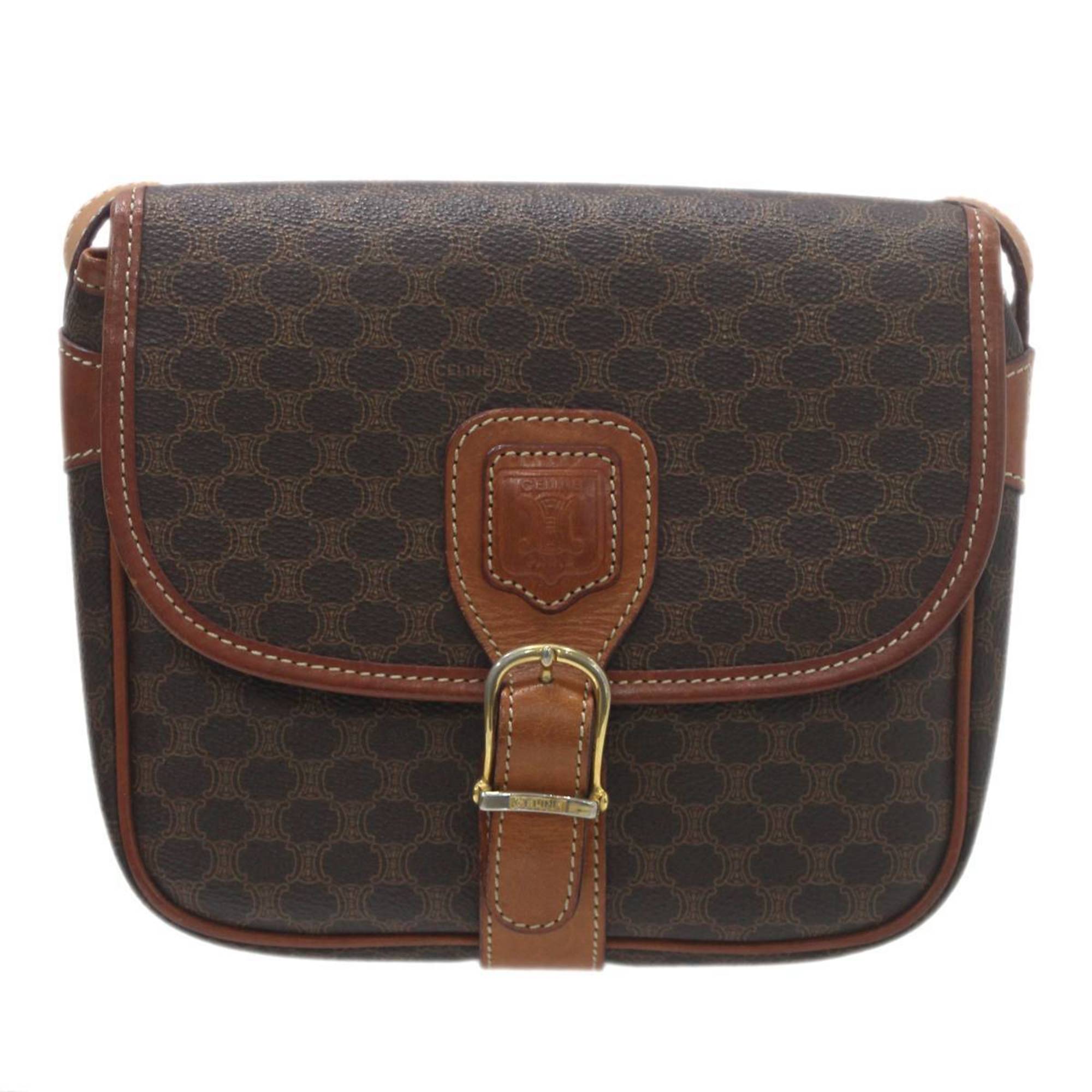 CELINE Shoulder bag, Macadam pattern, Brown