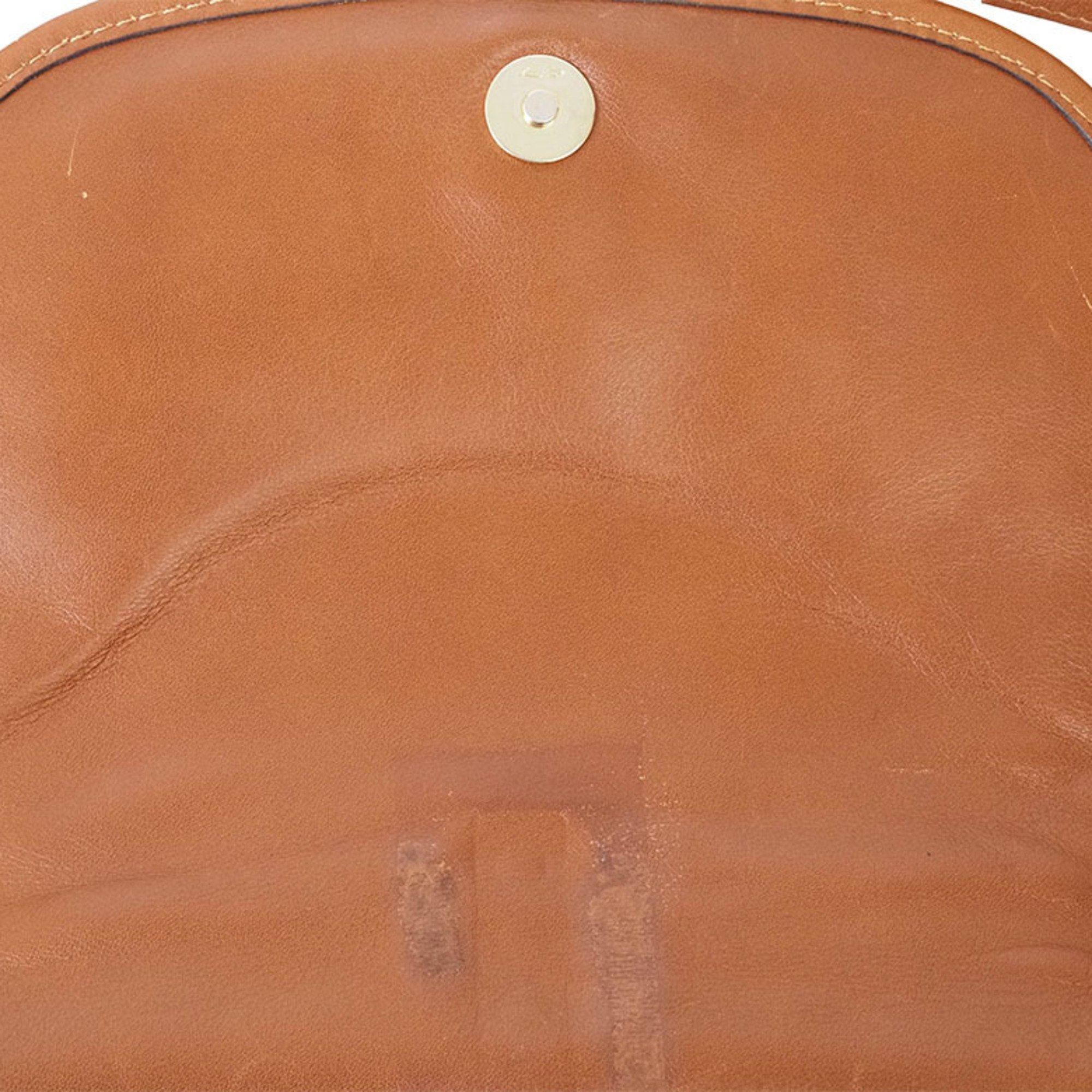 Celine Old Leather Flap Shoulder Bag Brown Women's Crossbody CELINE