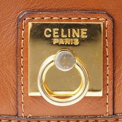 Celine Old Leather Flap Shoulder Bag Brown Women's Crossbody CELINE