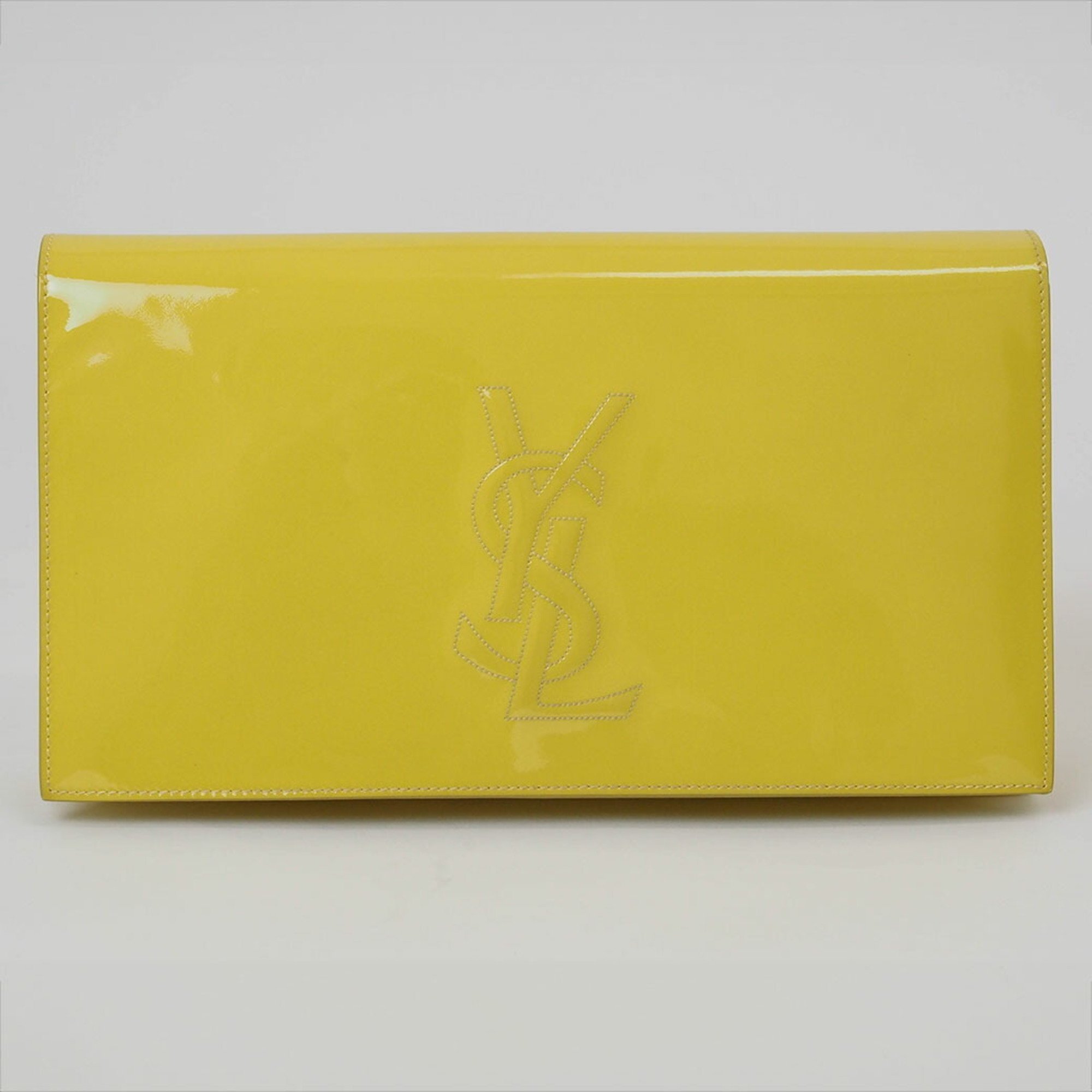 Yves Saint Laurent Cassandra Clutch Bag Second Yellow 361120 Women's Patent Leather YSL YVES SAINT LAURENT