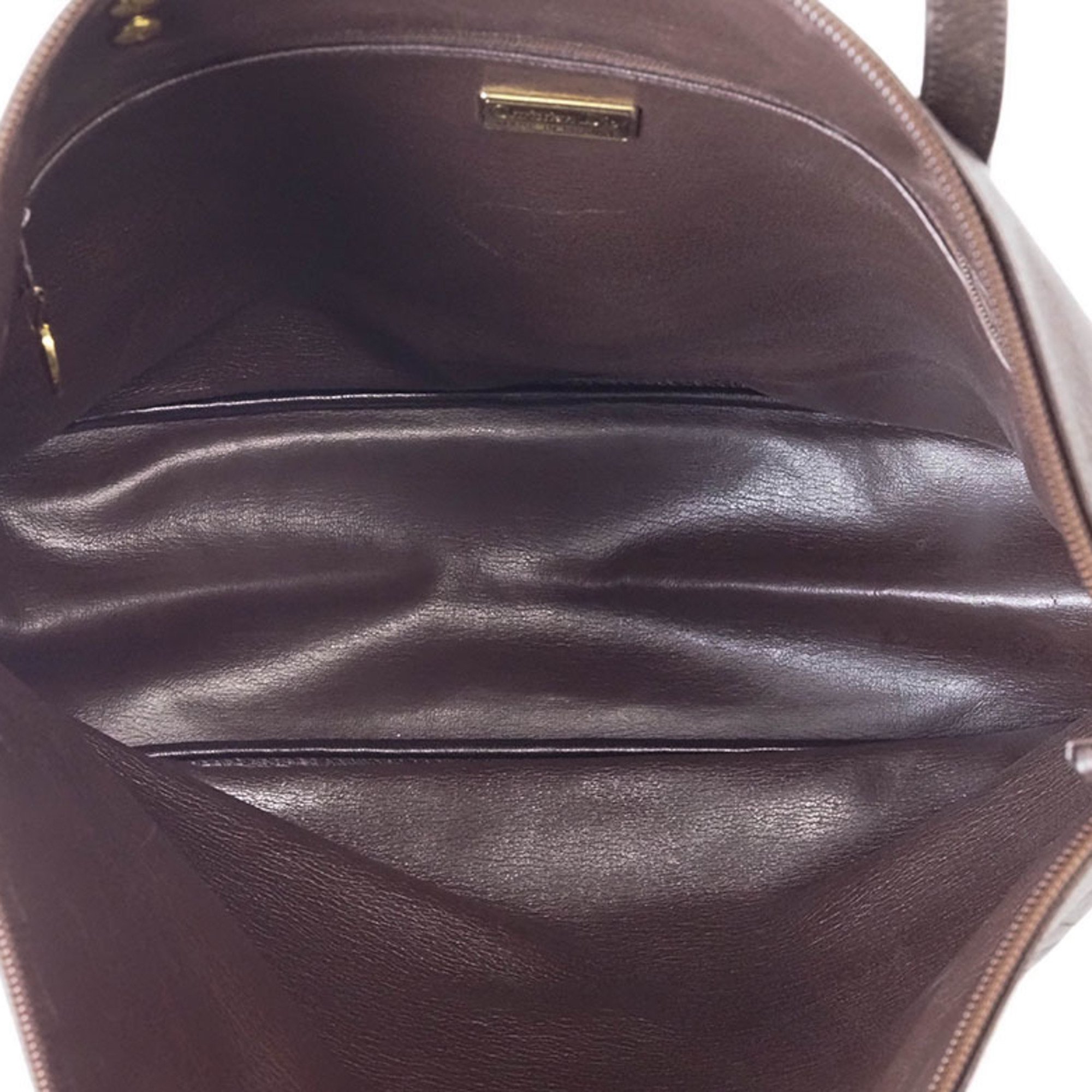 Christian Dior Leather Tote Bag Brown Women's Old Vertical Stitch