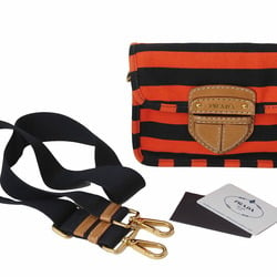 Prada Canvas Shoulder Bag Orange Black BT0785 Women's Crossbody PRADA