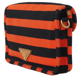 Prada Canvas Shoulder Bag Orange Black BT0785 Women's Crossbody PRADA