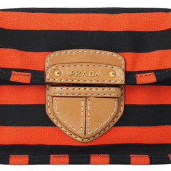 Prada Canvas Shoulder Bag Orange Black BT0785 Women's Crossbody PRADA