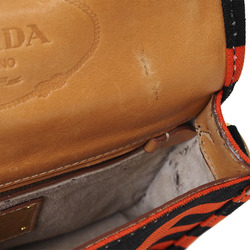 Prada Canvas Shoulder Bag Orange Black BT0785 Women's Crossbody PRADA