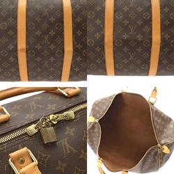 LOUIS VUITTON Louis Vuitton Monogram Keepall 55 Brown M41424 Unisex Canvas Boston Bag