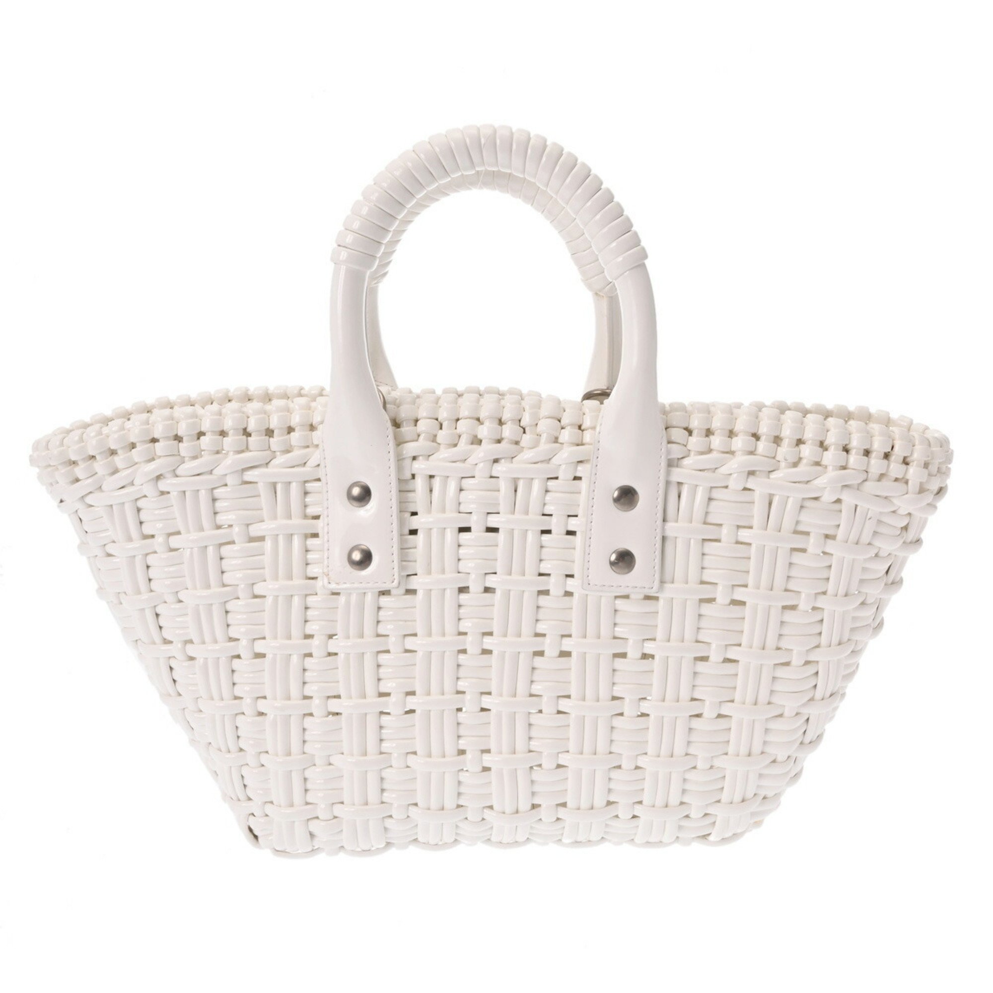 BALENCIAGA Bistro XS White Women's Enamel Handbag